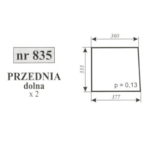 Szyba 835 przednia dolna